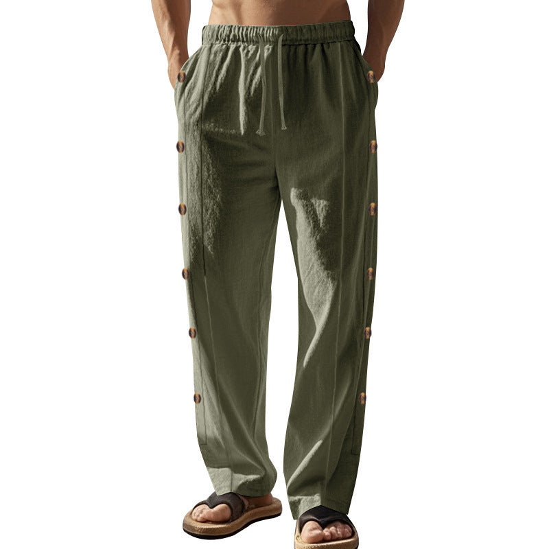 Herren Bequeme Freizeithose mit Knopfdetails und elastischem Bund R&B
