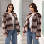 Damen Elegante und warme Kunstpelzjacke