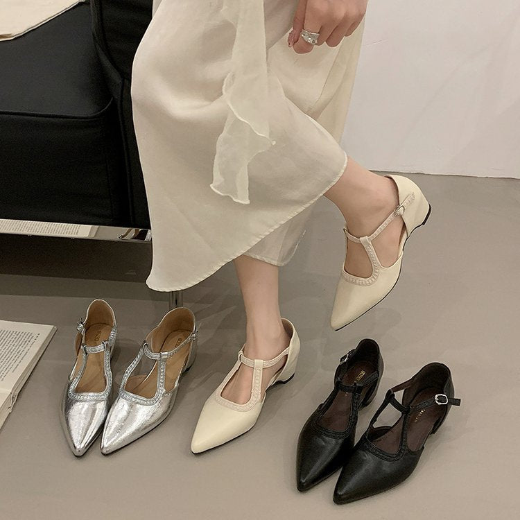 Damen elegante Slingback-Pumps mit spitzem Design und modischem Schnallenverschluss R&B