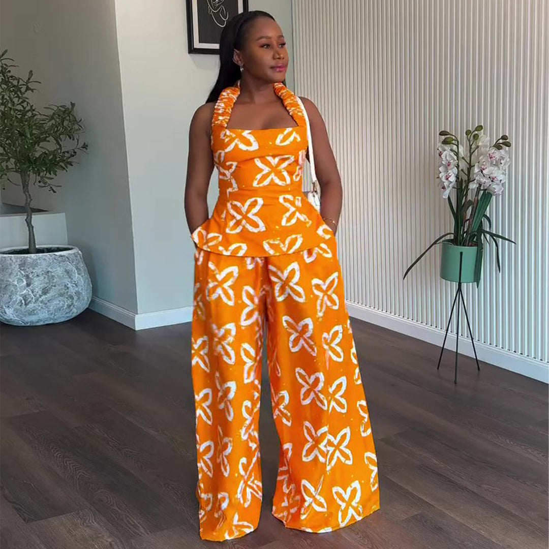 Damen Maxikleid mit breitem Trager und praktischen Seitentaschen R&B
