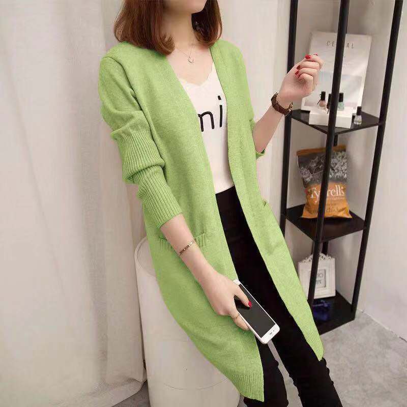 Damen Langer Strickcardigan mit offenen Vorderteilen und tiefen Taschen R&B