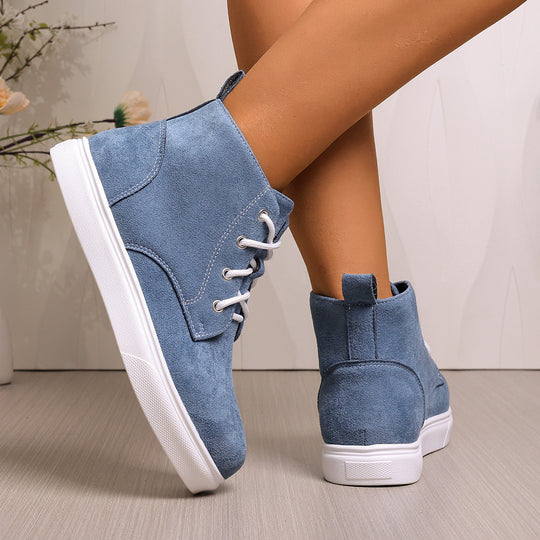 Damen Modische Schnür-Stiefeletten aus weichem Veloursleder mit rutschfester Sohle R&B