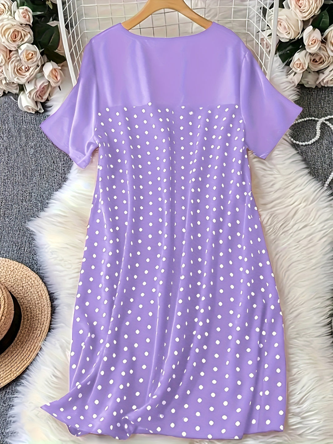 Damen Polka-Dot A-Linie Freizeitkleid R&B