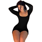 Damen Langarm Body mit tiefem Ausschnitt
