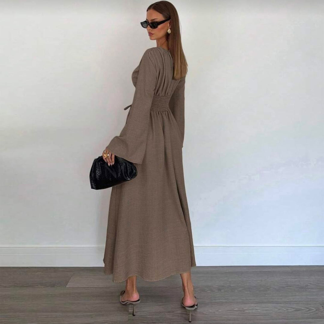 Damen Elegantes Maxikleid mit seitlichem Volant und raffinierten Drapierungen R&B