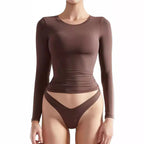 Damen Langarm-Top mit Raffung und figurbetontem Schnitt R&B