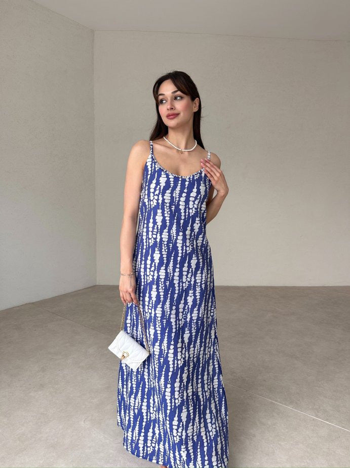 Damen Maxikleid mit feinem Blockstreifenmuster R&B