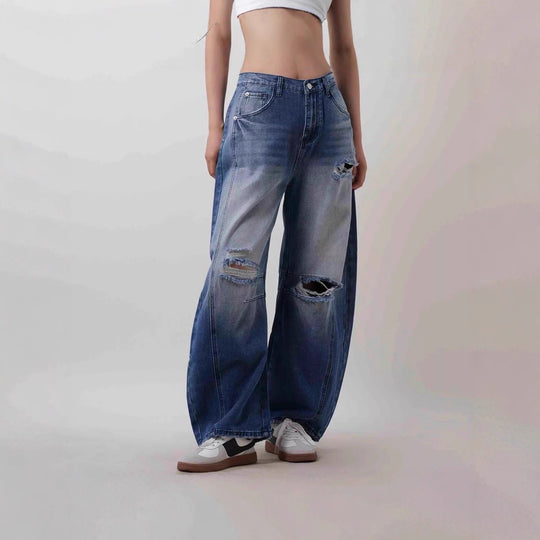 Damen weit geschnittene Destroyed Jeans R&B