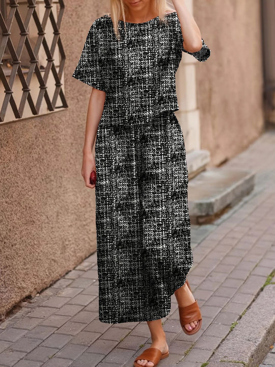 Damen entspannter Zweiteiler mit weitem Schnitt und modischem Grafikdesign R&B