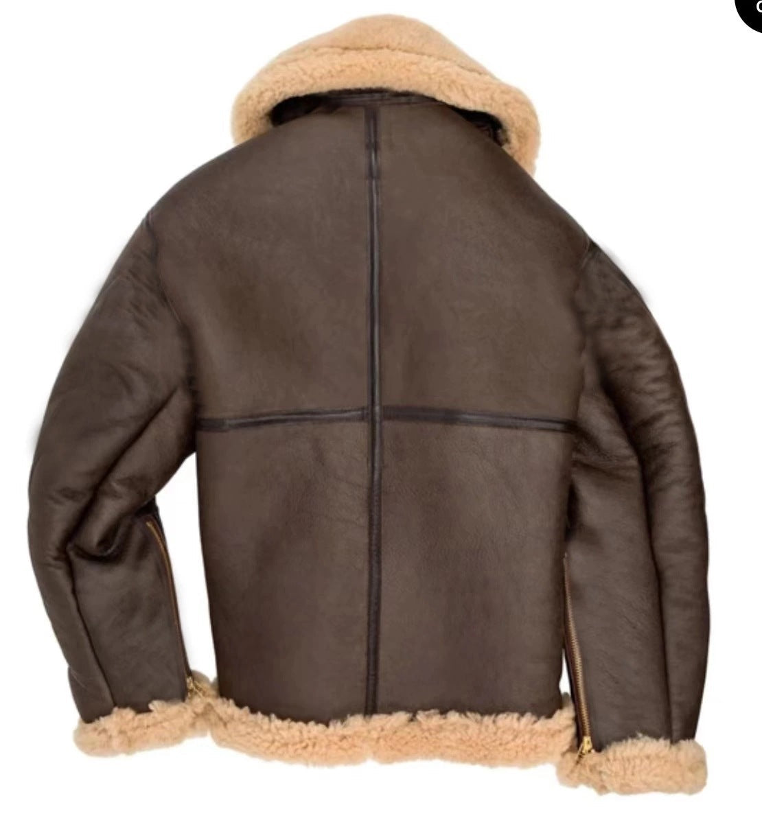 Herren Lammfelljacke mit Taschen und robustem Material R&B