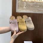 Damen bequeme Clogs mit dekorativem Schnallenverschluss und hochwertigem Veloursleder R&B