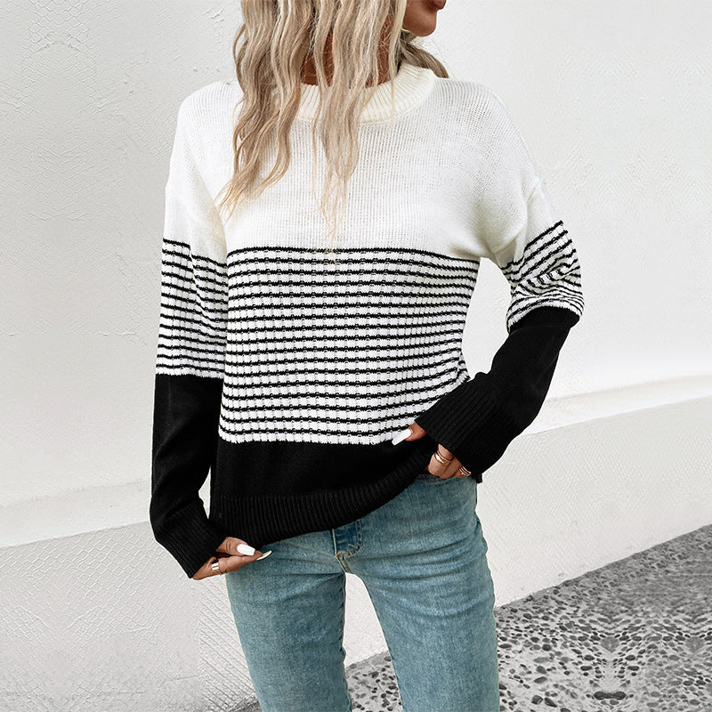 Damen Strickpullover mit modernem Muster und lässigem Schnitt R&B