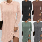 Damen Hoodie-Kleid mit strukturiertem Strickmuster und praktischen Seitentaschen R&B