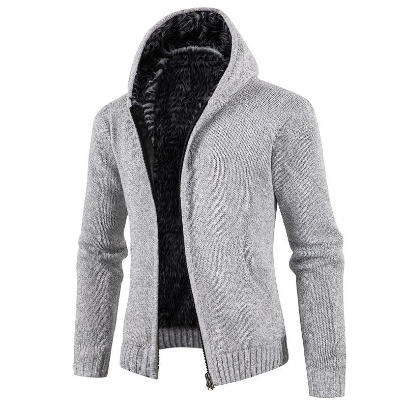 Herren kuschelige Strickjacke mit hohem Kragen und praktischen Taschen R&B