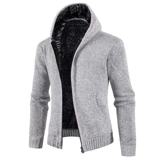 Herren kuschelige Strickjacke mit hohem Kragen und praktischen Taschen R&B