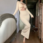 Damen Figurbetontes Cut-Out Kleid mit langen Ärmeln R&B