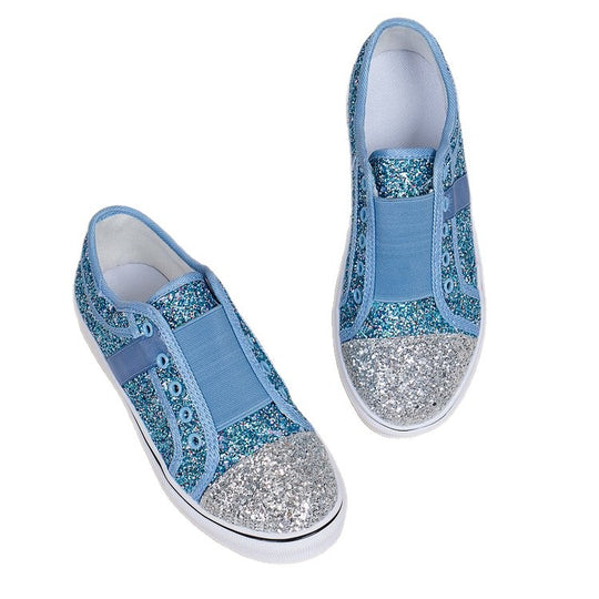 Damen Glitzernde Slip-On Sneakers mit elastischem Einsatz und dekorativen Akzenten R&B