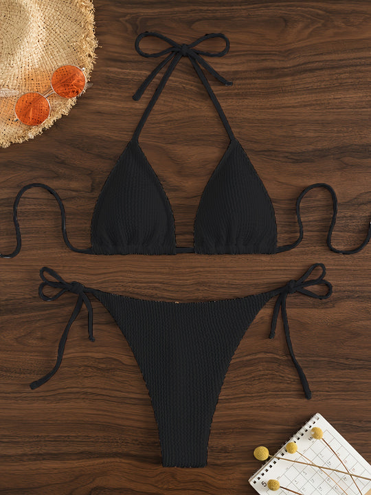 Damen Triangel-Bikini-Set mit verstellbaren Bindebändern R&B