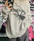 Damen Oversized Strickpullover mit auffälligem Spinnenmuster R&B
