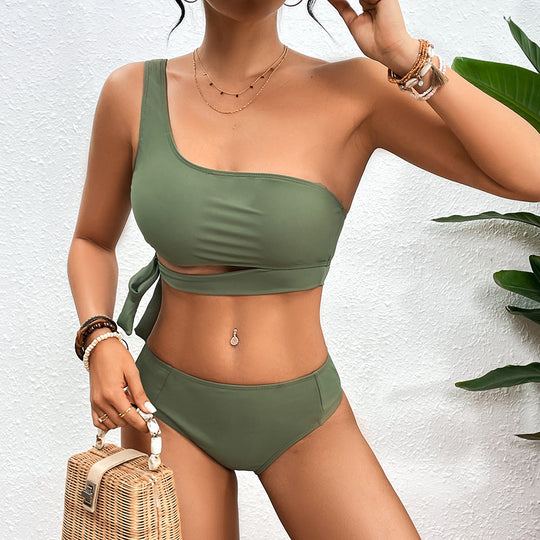 Damen Asymmetrischer Bikini mit verstellbarem Bindegurt R&B