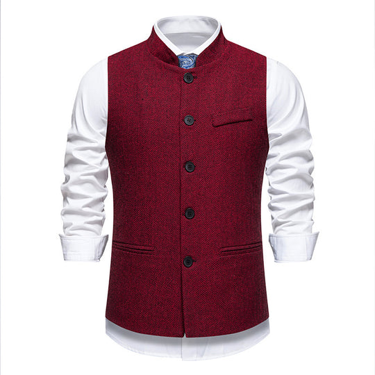 Herren elegante Weste im Herringbone-Design mit funktionalen Taschen R&B