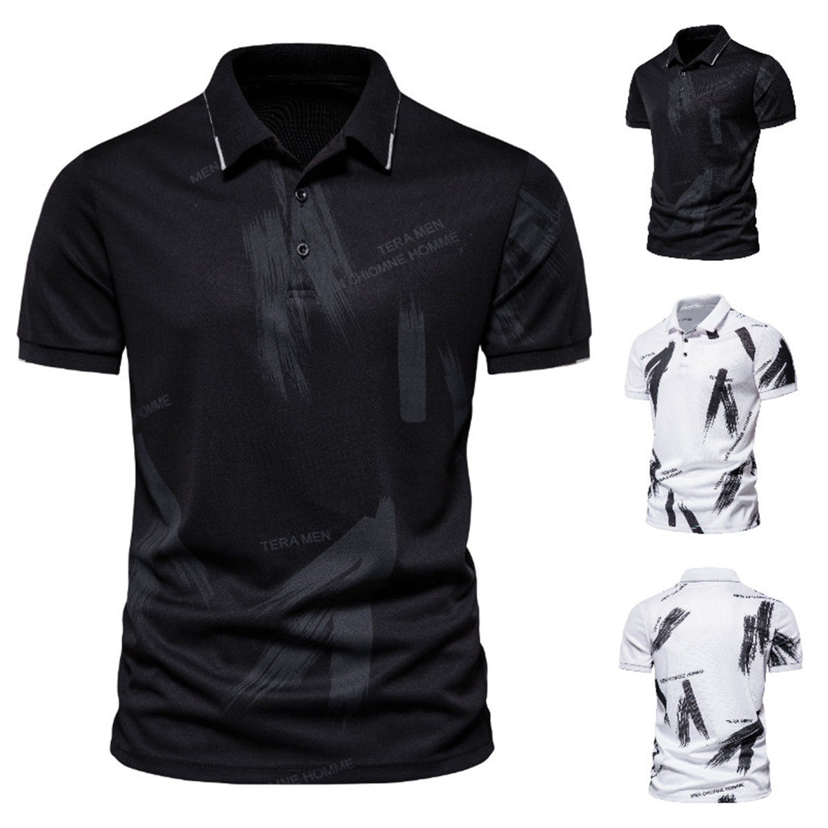 Herren modisches Poloshirt mit grafischen Akzenten und atmungsaktiven Eigenschaften