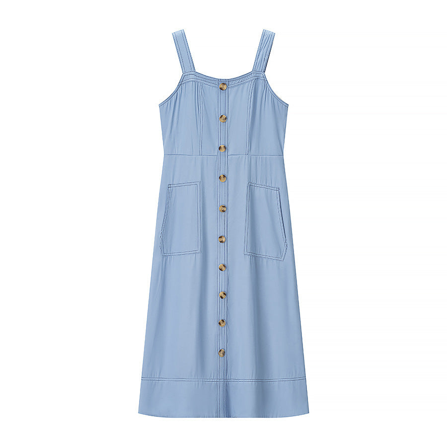 Damen Maxikleid mit Knopfdetails und praktischen Taschen R&B