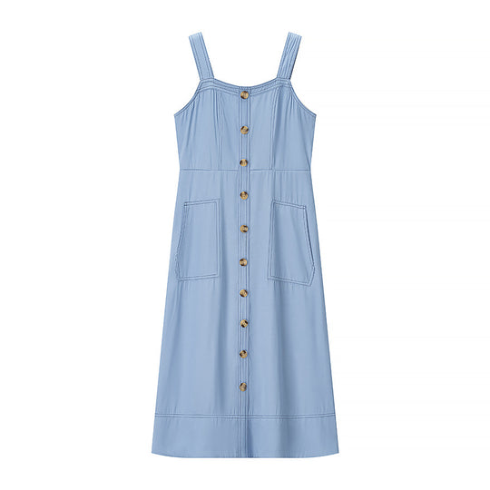 Damen Maxikleid mit Knopfdetails und praktischen Taschen R&B