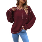 Damen lässiger Pullover mit modischen Puffärmeln R&B