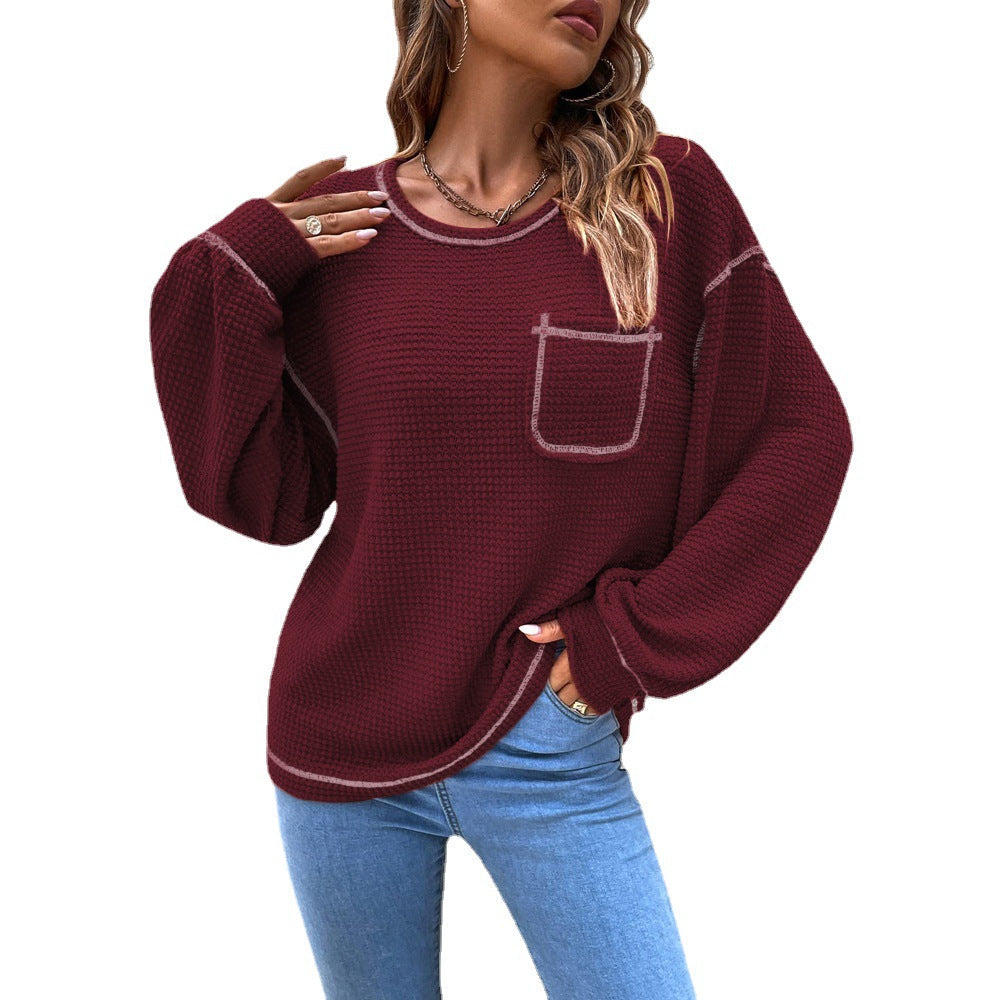 Damen lässiger Pullover mit modischen Puffärmeln R&B