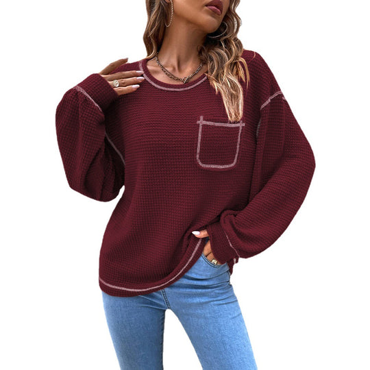 Damen lässiger Pullover mit modischen Puffärmeln R&B