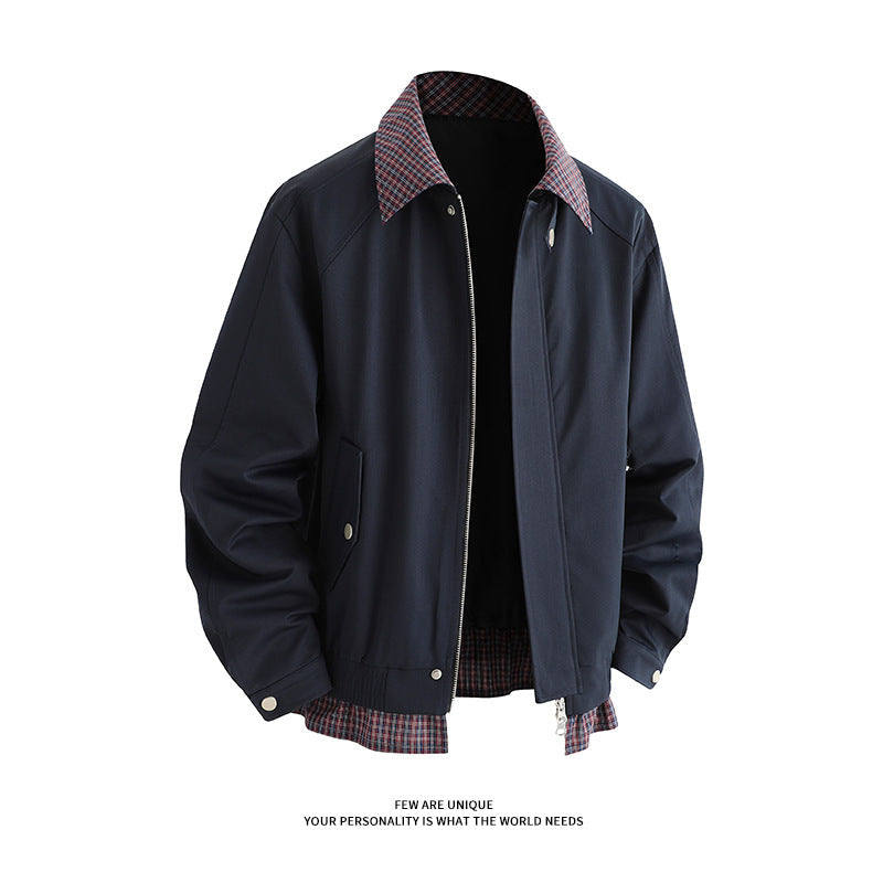 Herren modische Übergangsjacke mit stilvollem karierten Innenfutter R&B