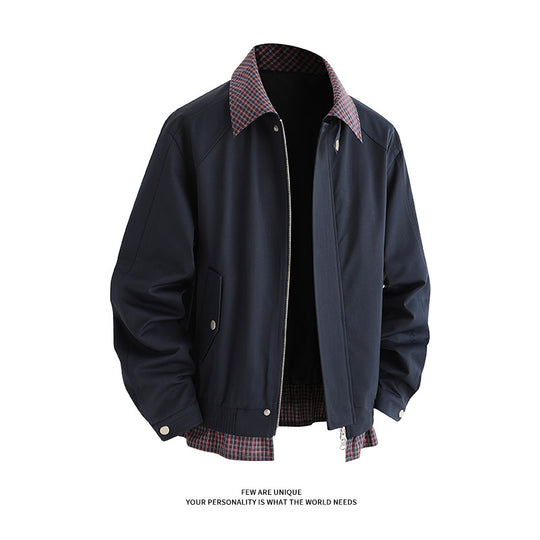 Herren modische Übergangsjacke mit stilvollem karierten Innenfutter R&B