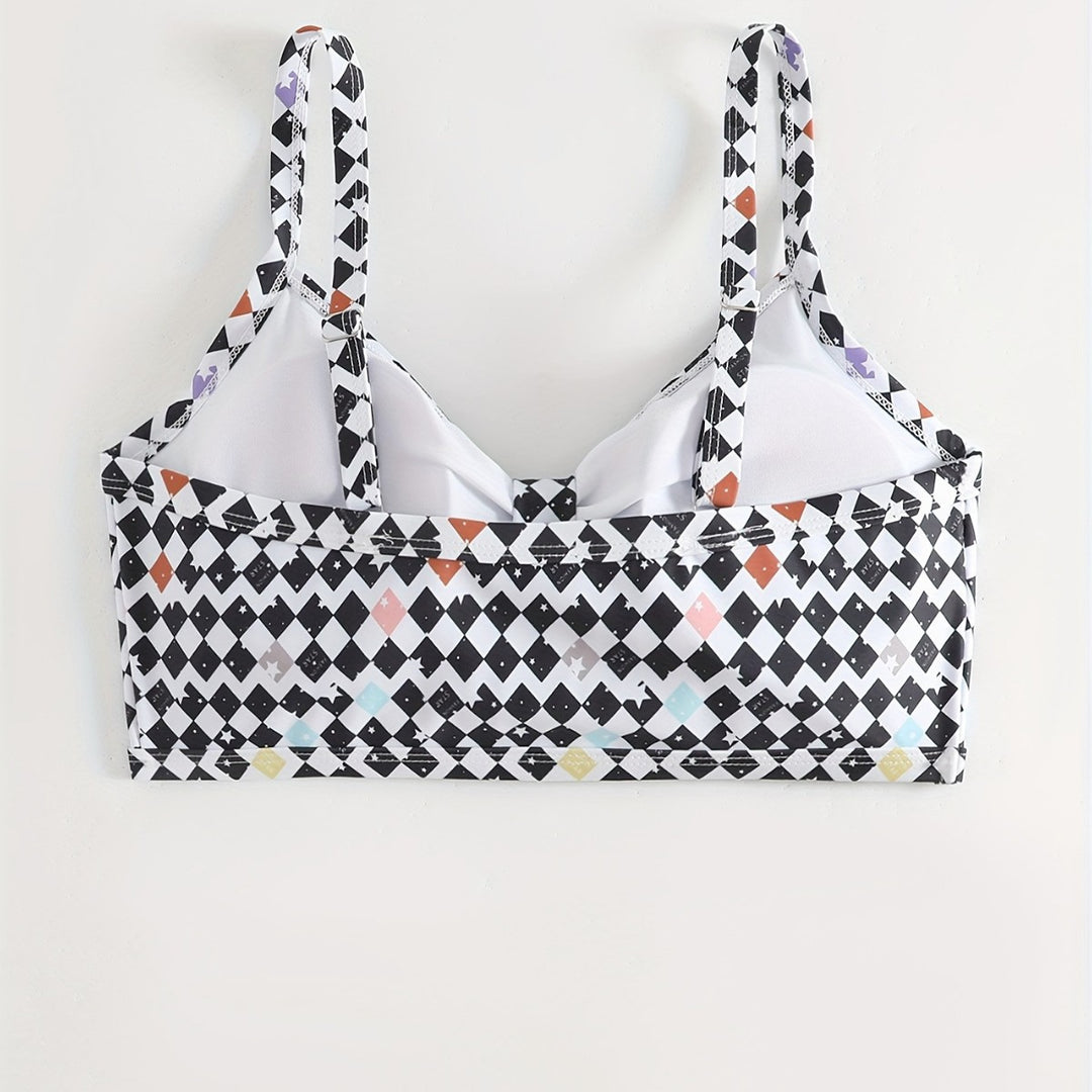 Damen Triangel-Bikini Oberteil mit modernem grafischen Muster R&B