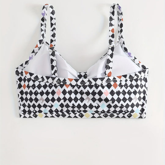 Damen Triangel-Bikini Oberteil mit modernem grafischen Muster R&B