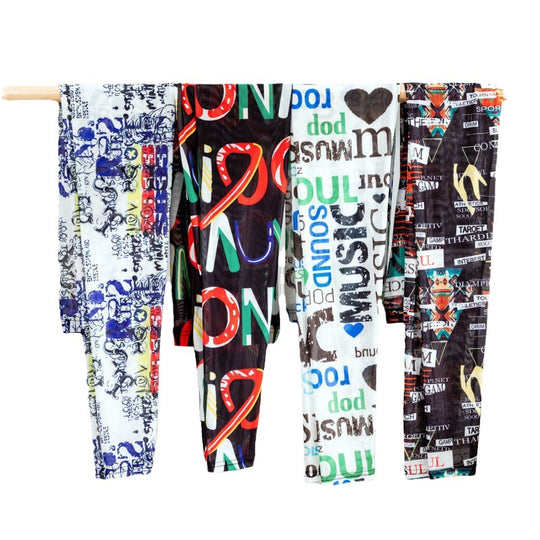 Damen Leggings mit modischem Schriftzug R&B