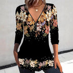 Damen Bluse mit floralem Print und Reißverschluss R&B