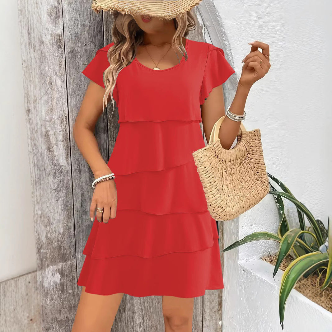 Damen Luftiges Lagenkleid mit Rüschendetails R&B