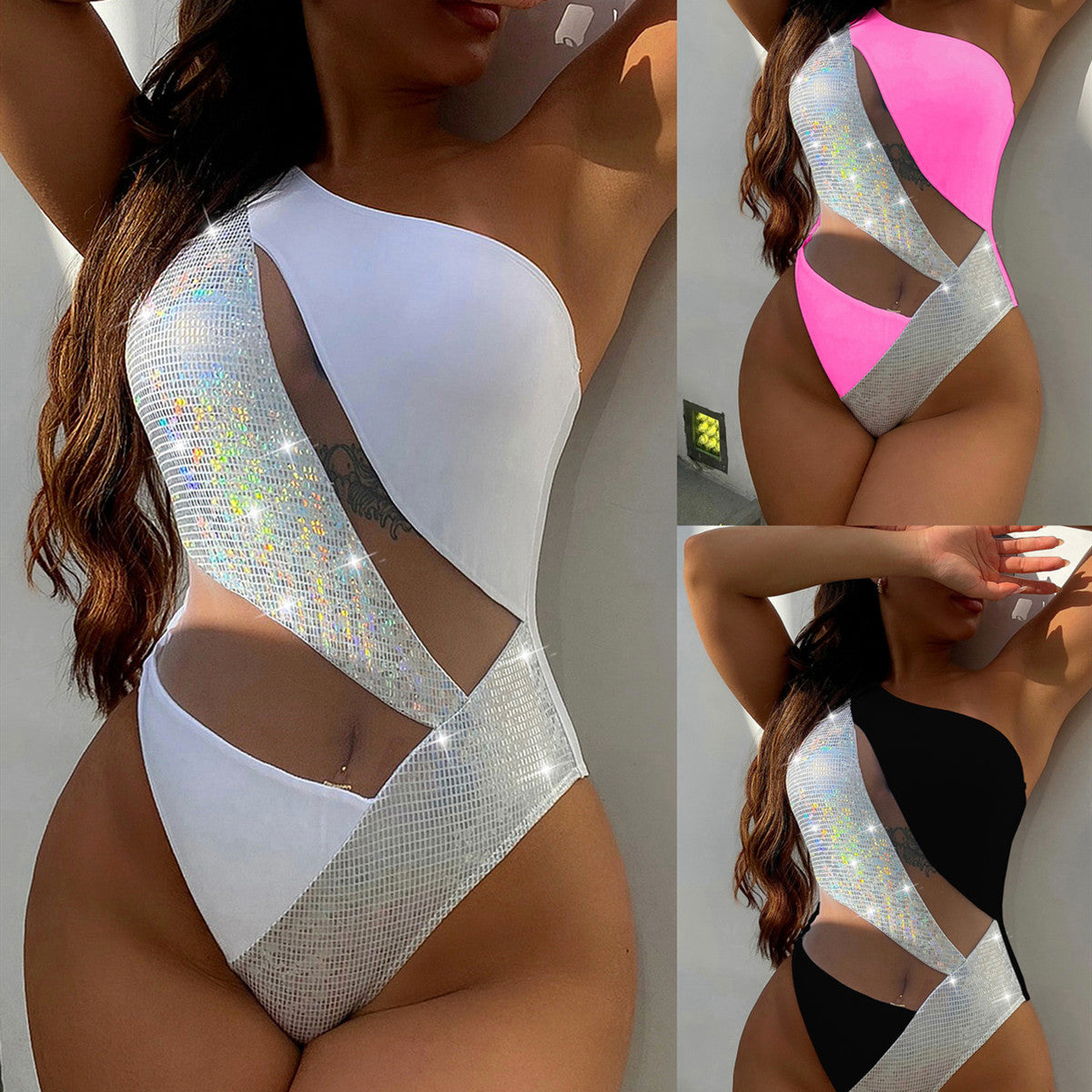 Damen eleganter Cut-Out Einteiler Badeanzug