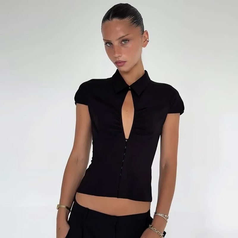 Damen Elegantes tailliertes Blusenshirt mit einem Reißverschluss R&B