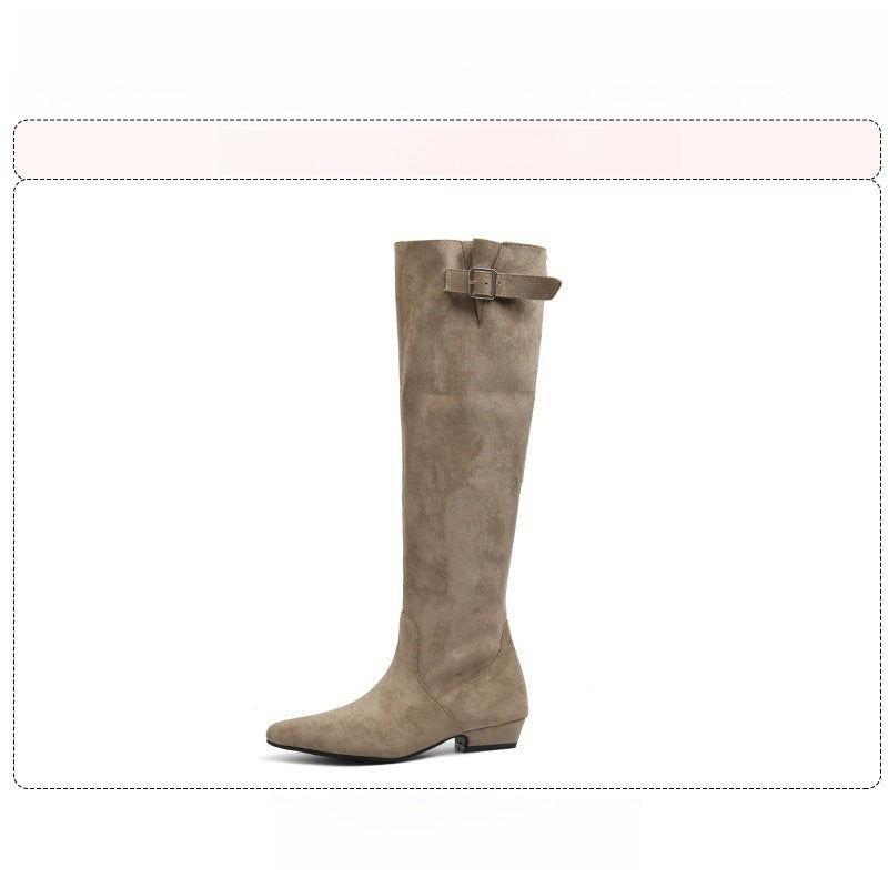 Damen Überknie Stiefel mit eleganter Schnalle R&B