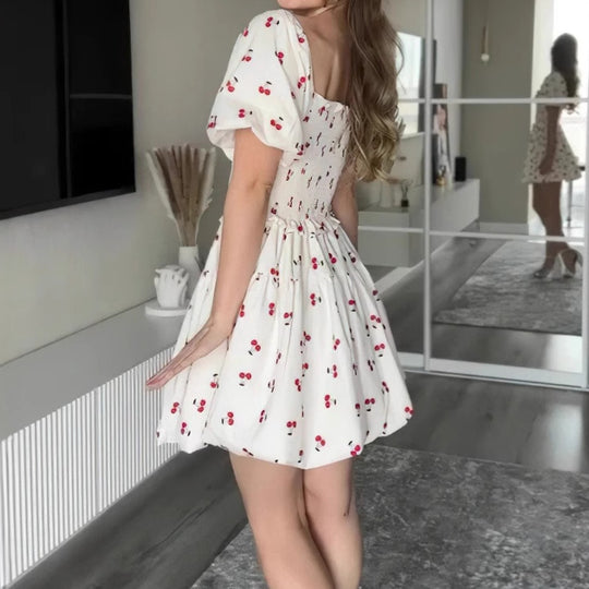 Damen Sommerliches Minikleid mit Puffärmeln und floralem Design R&B