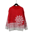 Damen festlicher Strickpullover mit winterlichem Schneeflockenmotiv R&B