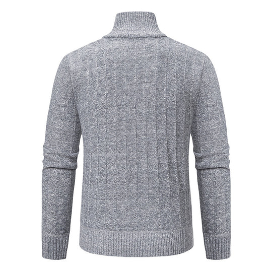 Herren Strickpullover mit hochabschließendem Kragen und Reißverschluss Taschen R&B