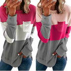 Damen Sportlicher Pullover mit Farbblockdesign und praktischer Brusttasche