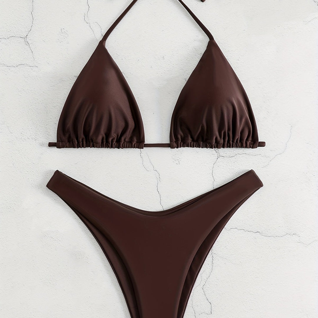 Damen Triangel-Bikini-Set mit gerafftem Design R&B