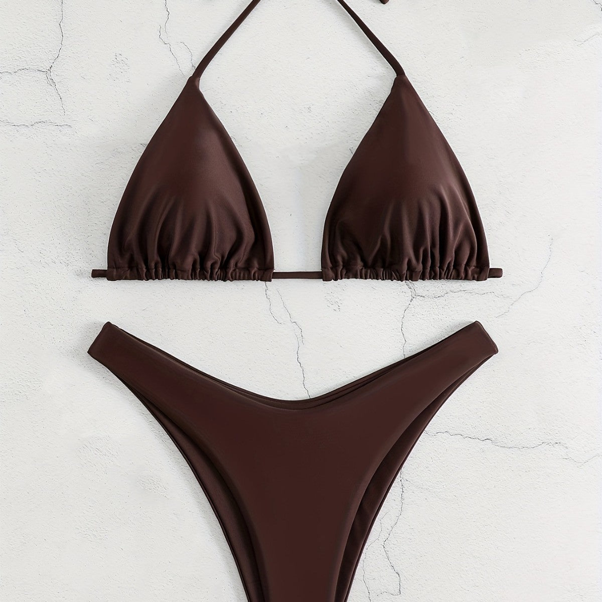 Damen Triangel-Bikini-Set mit gerafftem Design R&B