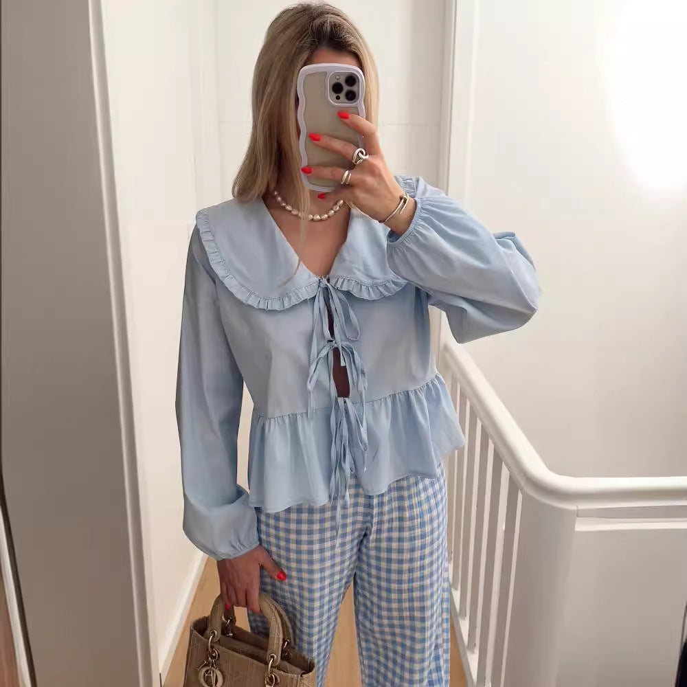 Damen verspielt geschnittene Bluse mit Rüschendetails
