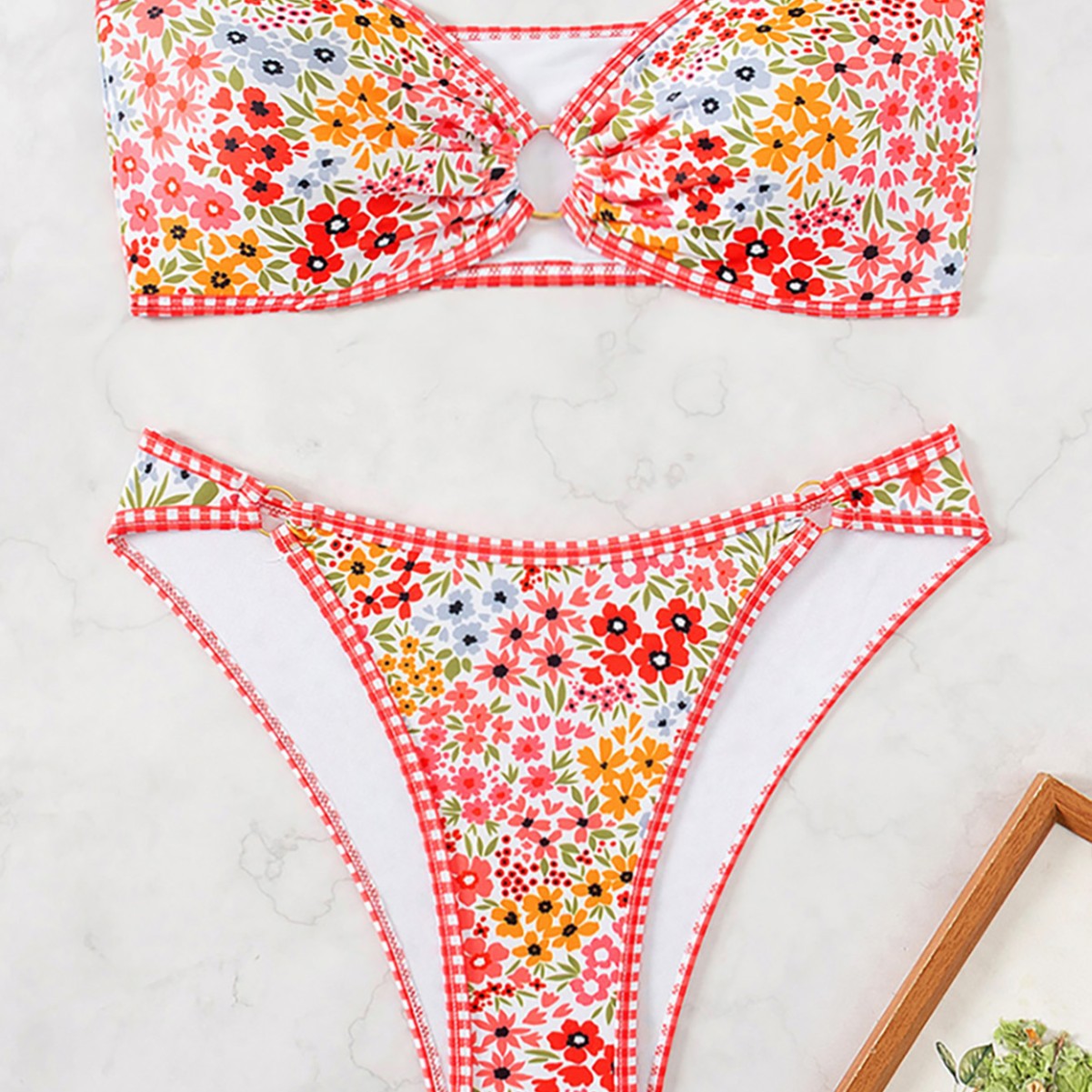 Damen Bandeau Badeanzug Set R&B