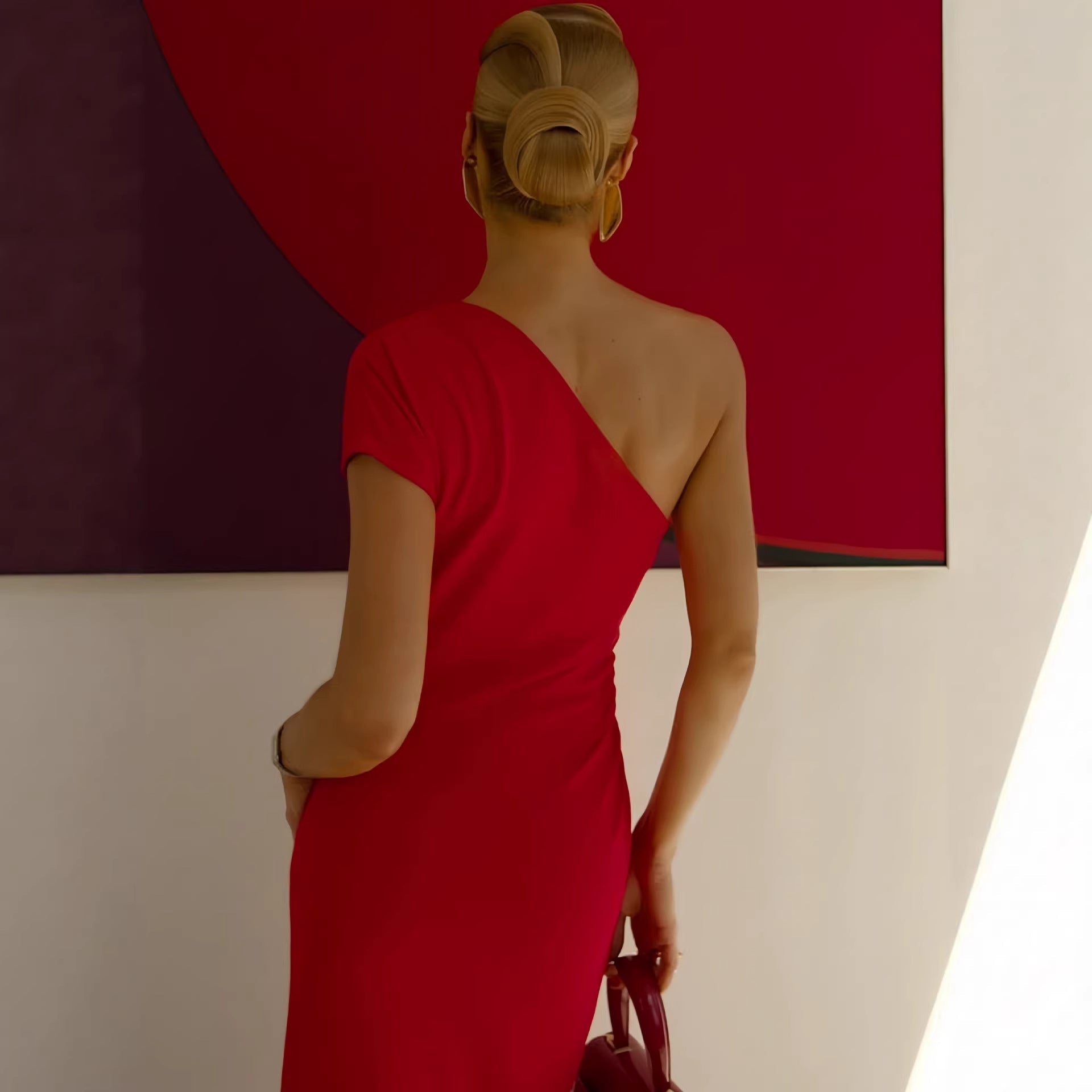 Damen Elegantes ärmelloses Wickelkleid mit asymmetrischem Schnitt R&B